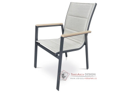 AZC-S1110 BK, zahradní židle, černá / látka béžová