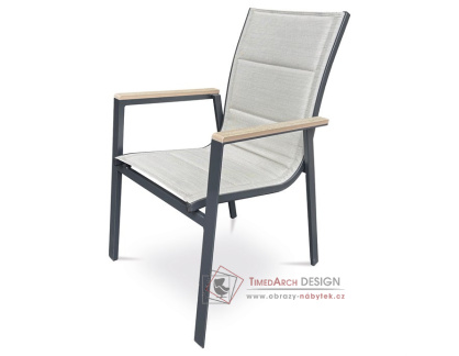 AZC-S1110 BK, zahradní židle, černá / látka béžová