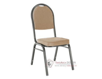 JEFF 2, konferenční - jídelní židle, šedá / látka béžová