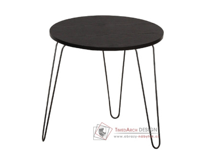RONIN, příruční stolek pr. 48cm, černá / černý dub