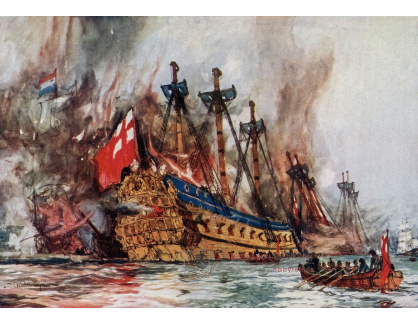 A-3044 Charles Edward Dixon - HMS Loyal London spálena Holanďany při nájezdu na Medway roku 1667