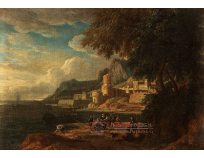 KO IV-346 Lucas De Wael - Klasická krajina s postavami u zámku
