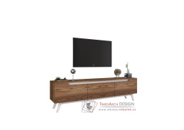 KELSO, televizní stolek 3-dveřový, bílá / ořech