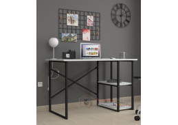 BUSTOS, psací stůl s policemi 60x120cm, černá / bílá