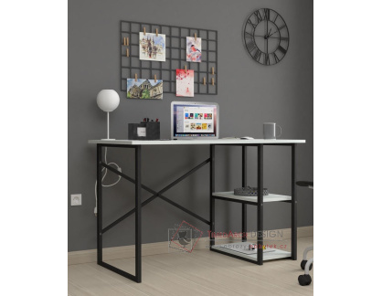 BUSTOS, psací stůl s policemi 60x120cm, černá / bílá
