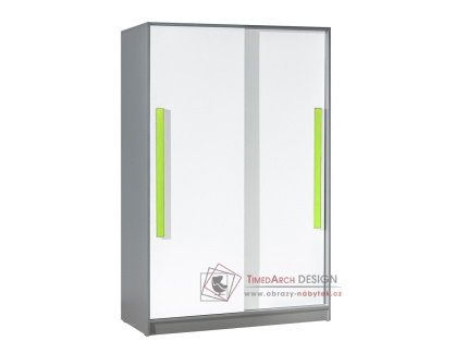 GYT 13, šatní skříň s posuvnými dveřmi 120cm, antracit / bílá / zelená