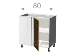 dolní rohová skříňka š.80, v.82, Kaiser BC80822, bílá/cappuccino lesk