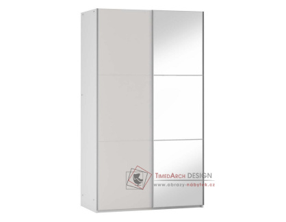 VALERINE, šatní skříň s posuvnými dveřmi 120cm, platinum / zrcadlo