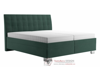 SARA, čalouněná postel 160x200cm, látka zelená / matrace IVANA PLUS