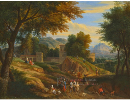 A-8597 Adriaen Frans Boudewyns - Kopcovitá krajina s pastevci a dobytkem