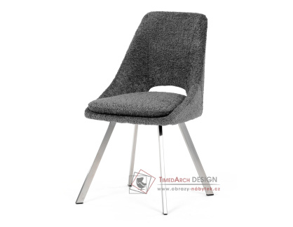 DCL-W1174 GREY2, jídelní židle, broušený nerez / látka šedá