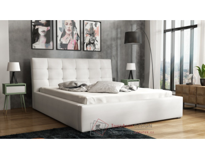 TEKLI, čalouněná postel 180x200cm, ekokůže bílá