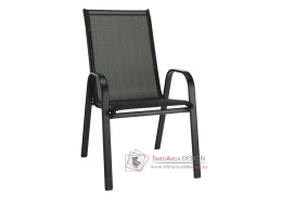 ALDERA, zahradní židle, černá / látka tmavě šedá