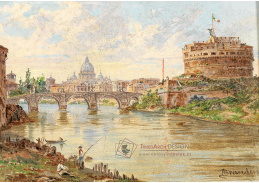 A-1553 Antonietta Brandeis - Pohled na Řím s Castel Sant'Angelo, Ponte Sant'Angelo a bazilikou svatého Petra v pozadí