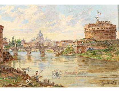 A-1553 Antonietta Brandeis - Pohled na Řím s Castel Sant'Angelo, Ponte Sant'Angelo a bazilikou svatého Petra v pozadí