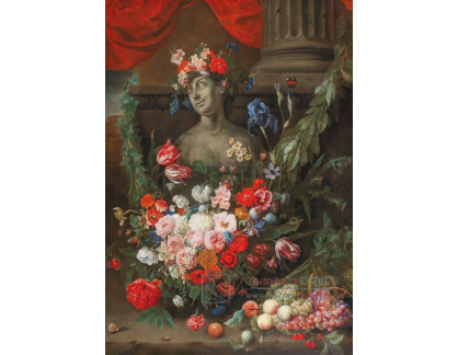 D-8661 Joris van Son - Ovoce a květiny kolem kamenné busty bohyně Flory