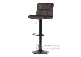 AUB-827 BR4, barová židle, černá / látka hnědý samet
