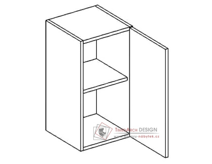 ANGEL, horní skříňka 1-dvéřová W40P - pravá, bílá / bílý lesk
