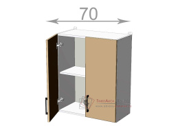 horní skříňka š.70, v.72, Kaiser W7072, bílá/cappuccino lesk