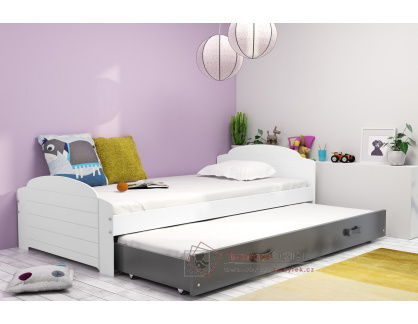 LIZZIE II, postel s přistýlkou 90x200cm, bílá / grafit