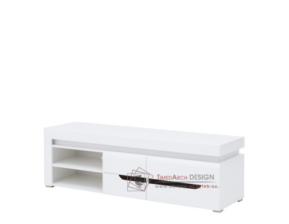 IRMA IM02, televizní stolek s LED osvětlením, bílá / vysoký lesk bílý