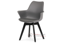 CT-772 GREY, jídelní židle, buk černý lak / plast + ekokůže šedá