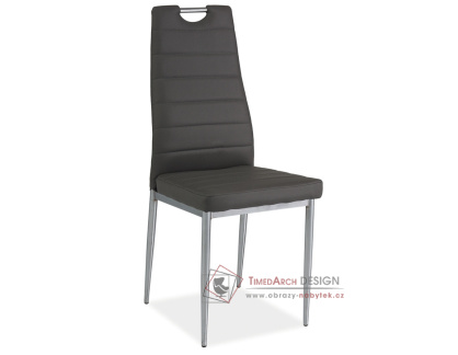 H-260, jídelní čalouněná židle, chrom / ekokůže šedá