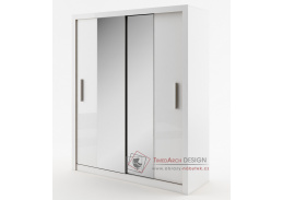 IDEA 03, šatní skříň s posuvnými dveřmi 180cm, bílá / zrcadlo