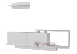 ARMAS, televizní stolek 2-dveřový s poličkou, bílá