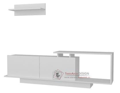 ARMAS, televizní stolek 2-dveřový s poličkou, bílá
