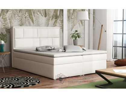 WENDY BOX, čalouněná postel 180x200cm - boxspring, ekokůže bílá