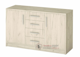 GENEWA 2, komoda 2-dveřová se 4-mi zásuvkami, dub kraft