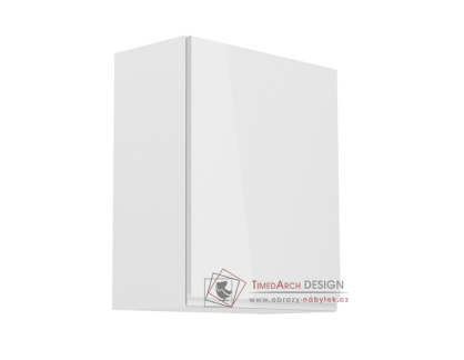 AURORA, horní kuchyňská skříňka G601F - pravá, bílá / bílý lesk