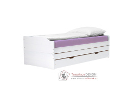 FLOPY, postel s přistýlkami 90x200cm, bílá