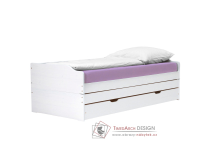 FLOPY, postel s výsuvnými přistýlkami 90x200cm, bílá