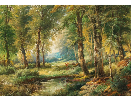 A-7233 Adolf Kaufmann - Lesní krajina s jeleny