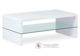 AHG-402 WT, konferenční stolek 110x60cm, bílý lesk / čiré sklo