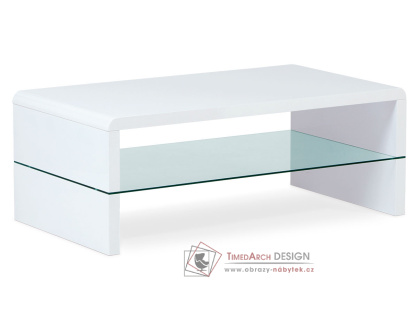 AHG-402 WT, konferenční stolek 110x60cm, bílý lesk / čiré sklo