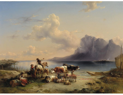 SO XII-156 Friedrich Gauermann - Pastevci s dobytkem u jezera