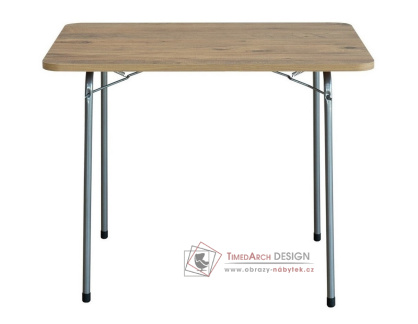 ARLON, skládací stůl 80x60cm, stříbrná / borovice