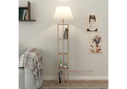 GORNIO, stojací lampa s regálem, dub / bílá