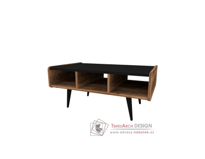PYLOS, konferenční stolek 90x56cm, černá / ořech