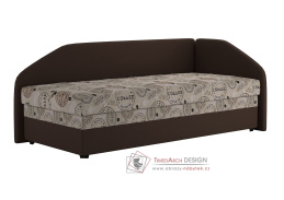 TURI, rohová válenda, látky tmavě hnědá / světle hnědý vzor