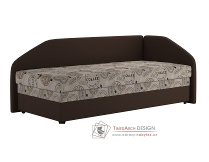 TURI, rohová válenda, látky tmavě hnědá / světle hnědý vzor