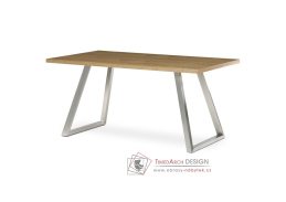 HT-W1515 OAK, jídelní stůl 160x90cm, broušený nerez / dub