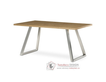 HT-W1515 OAK, jídelní stůl 160x90cm, broušený nerez / dub