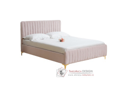 KAISA, čalouněná postel 160x200cm, látka velvet růžová