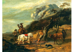 A-5183 Nicolaes Berchem - Sokolník a rolníci v krajině
