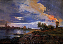 KO IV-158 Johan Christian Claussen Dahl - Hořící větrný mlýn ve Stege