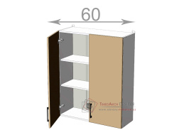horní vysoká skříňka š.60, v.92, Kaiser W6092, bílá/bordó lesk